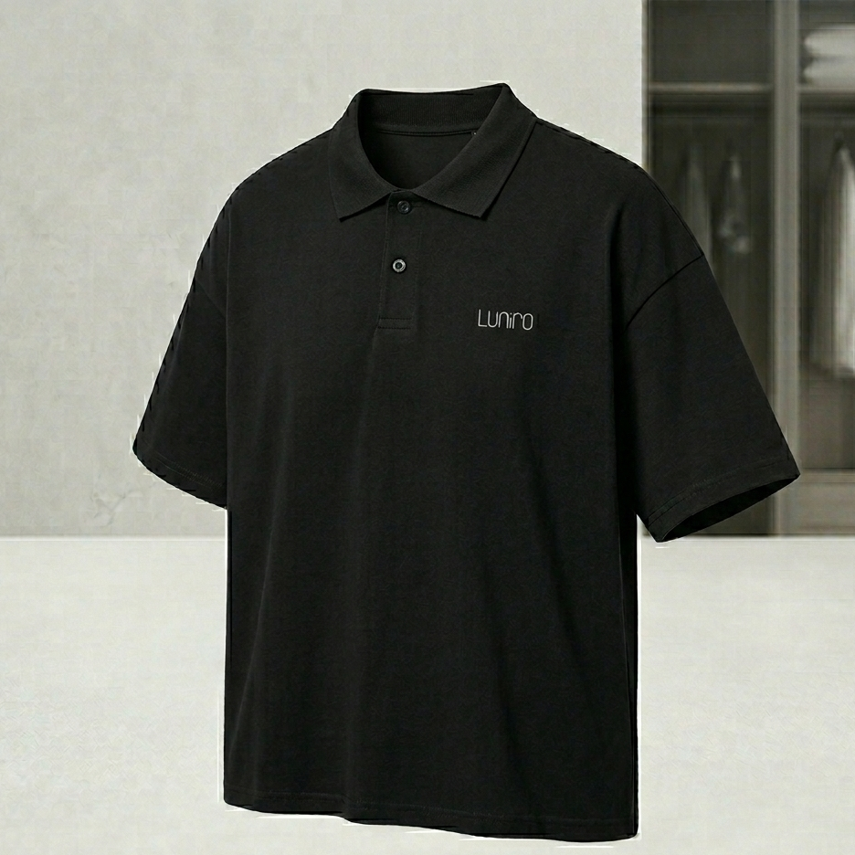 Oversized Black Polo Shirt